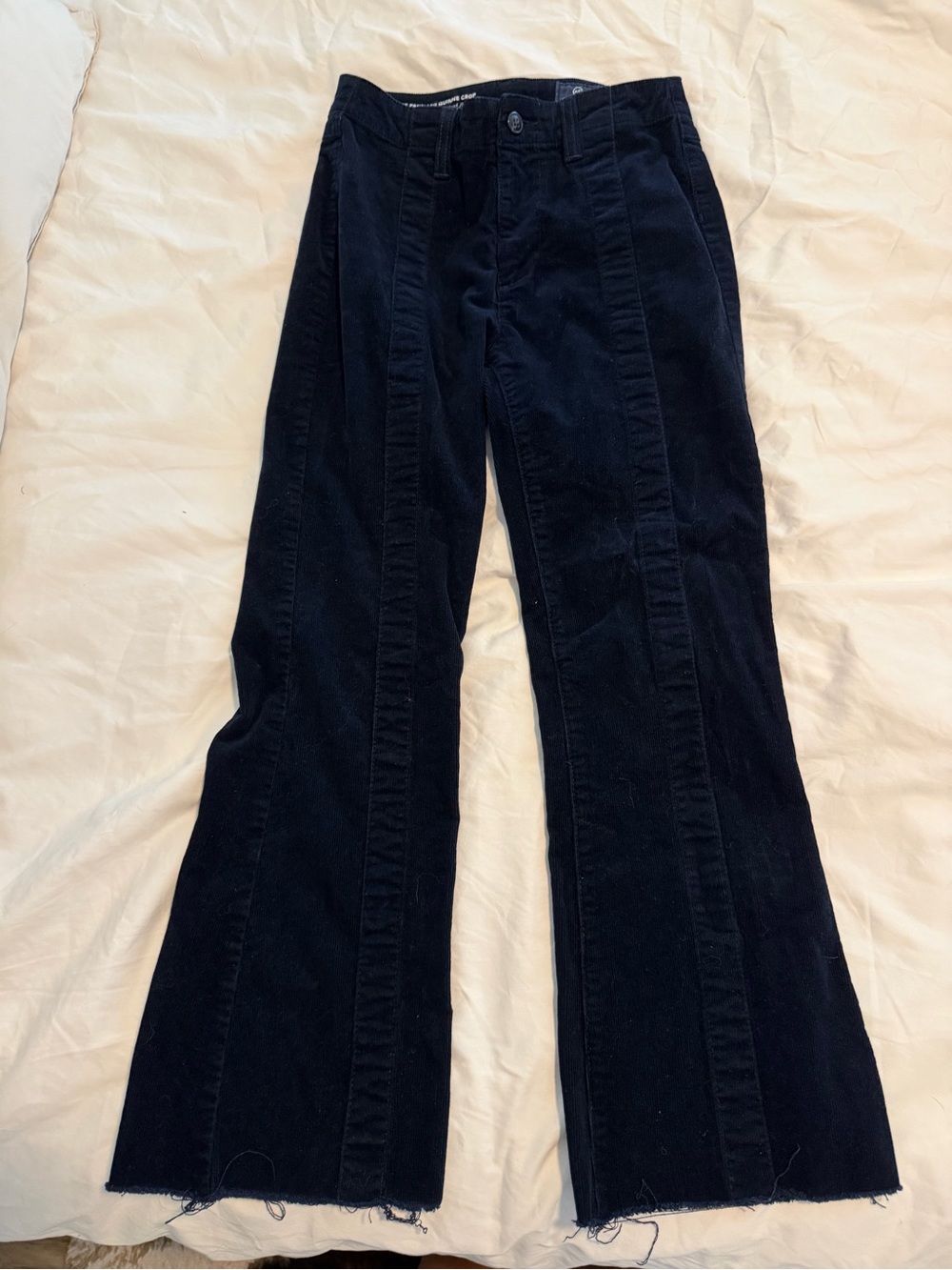 Agolde Navy Blue Panel-Seamed Wide-Leg Corduroy Jeans